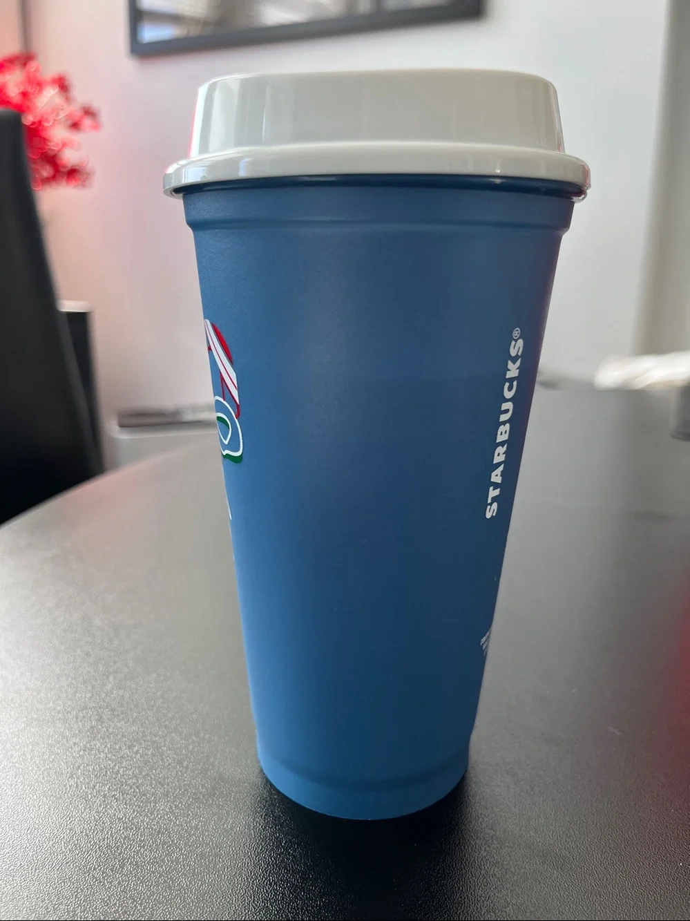 Starbucks Red Stainless Steel Tumbler + Blue Candy Cane Reusable Hot Cup, NEW